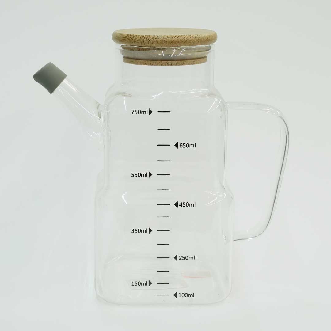 ظرف روغن درب بامبو مدرج 750ml