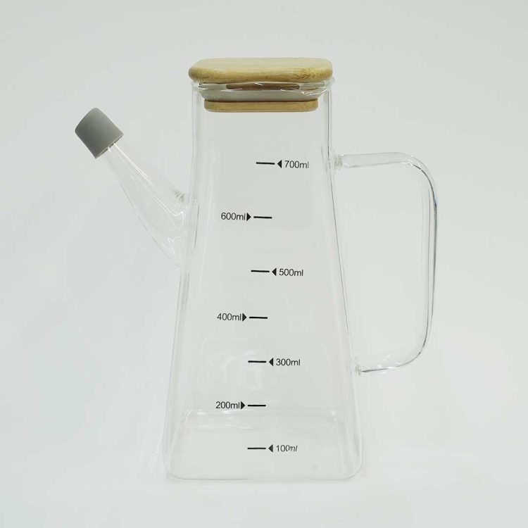 ظرف روغن درب بامبو مربع 700ml